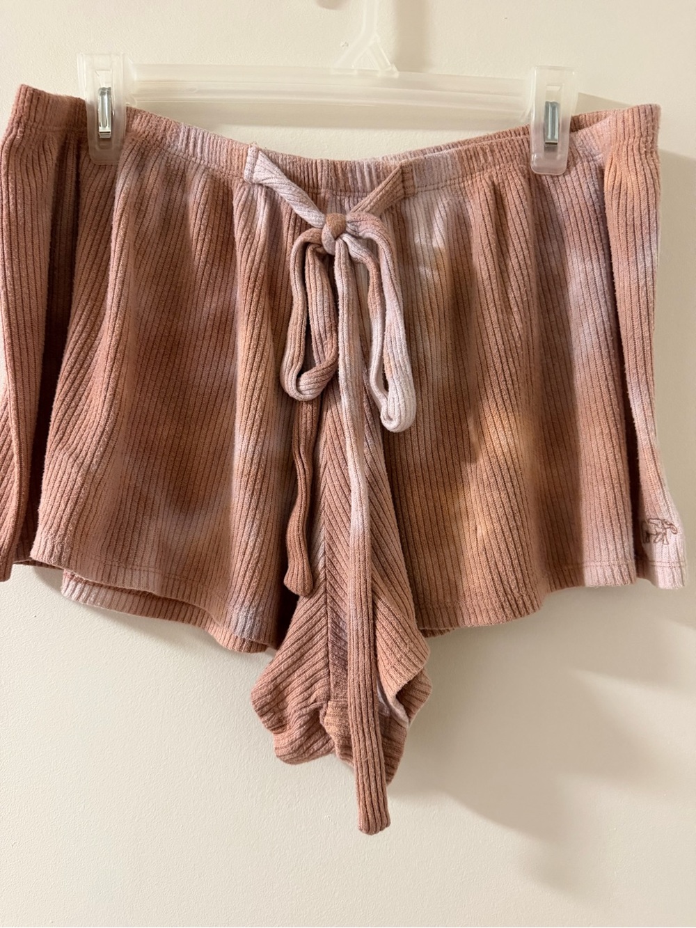 ivory ella Ribbed High-Waist Drawstring Shorts - Mauve